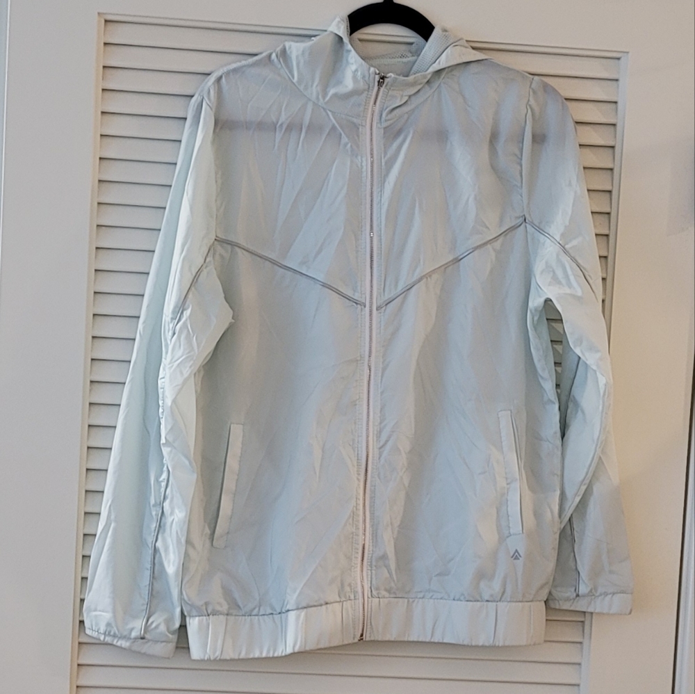 Cali Sport- Light Green, Hoodied Lightweight Zipper Windbreaker Jacket